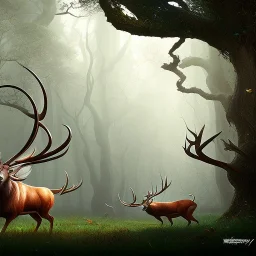 dark fantasy setting, animal, fantastical stag