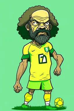 Socrates Brazilian football player , cartoon 2d