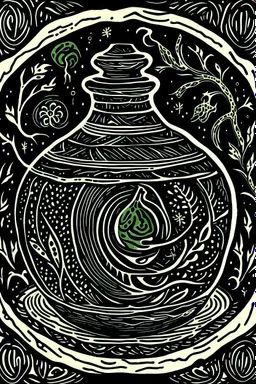 Linocut witch's potion