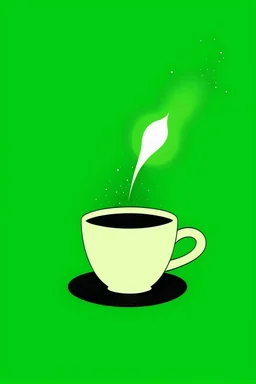 Monday: A cup of coffee with steam rising, like a rocket launching into a week of possibilities. (Style: Minimalist) (Mood: Energetic, Optimistic) (Lighting: Bright) (T-shirt design graphic, vector, contour, green background)