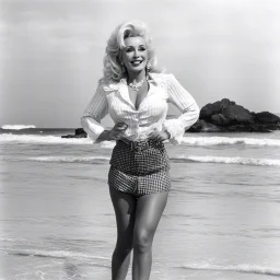 youthful Dolly Parton singing her famous "God/Deicide" tube on the beach