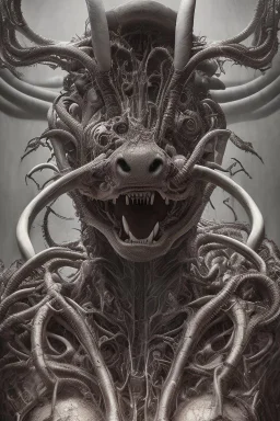 a very insane outrageous portrait of a cow in (H.R giger) style with lots of alien tenticles, being held at gun point in a (grungy toilet)::26, from new york subway, 8k