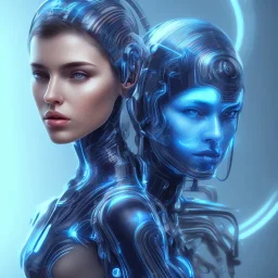 cyberblue, head, women, portrai, tron