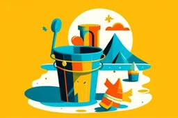 cool fun beach brand beach wear random design seaside bucket and spade sunshine abstract objects machines like havana brand full page like basqiat