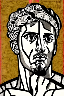 portrait roman emperior mark antony in roy lichtenstein style