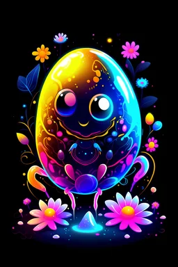 cartoon egg pfp character detailed spider fantastic glow glitter neon flowers