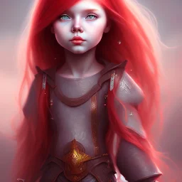 red hair little girl in a fantasy world