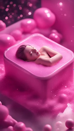 isometric portrait of soap star sleeping in a sarcophagus filled with steaming pink liquid,bokeh like f/0.8, tilt-shift lens 8k, high detail, smooth render, down-light, unreal engine, prize winning