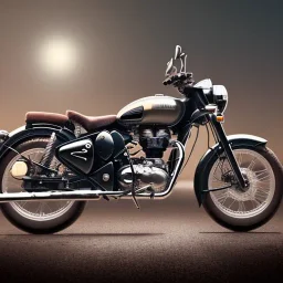 Royal enfield classic 350. Highway. high speed. bokeh. lens flare. warm lights. high detailed