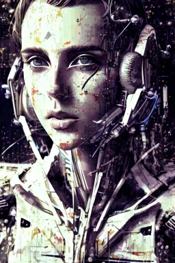 Danish singer MØ face,Abstract Yoji Shinkawa,cyberpunk,