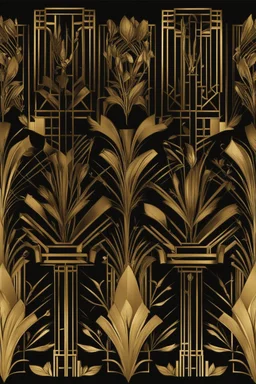 gold art deco book border, delicately designed on a black background