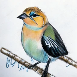 Portrait of a chaffinch with art markers