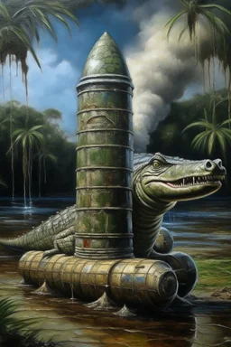 crocodile rocket, prize winning oil painting