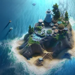 The Isometric Glass Tall Box Mini Model Little Real Island Mixed Water Fall Under Ocean Sunshine Summer Background Blue Sea, The Last Of Us / Avatar, Octane Render / ZBrush, Cinematic, IMAX Film, Nikon D750, 16K, Autostereoscopy, Anthropomorphic, Golden Ratio, Geometry, Symmetric, Depth Of Field, Highly Detailed, Ultra Realistic, Beautiful Lighting, Halfrear Lighting, Soft Light, Candoluminescence, Cast Shadow, Reflective, Glow, Translucent, Normal Map, Carbonated --testp