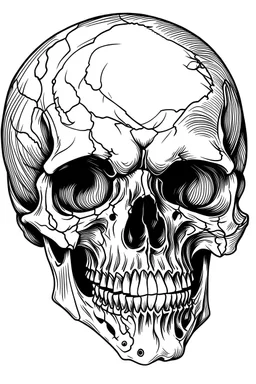 outline art for horror skull story coloring pages, white background, only use outline, sketch style, clear line art, no shadows clean and well