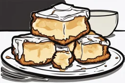 deep fried cheesecake bite, with a bite taken out clean vector style, bold outline