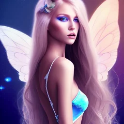 tres belle sexy fairy souriante avec de magnifiques ailes et des cheveux longs blonds,yeux bleus