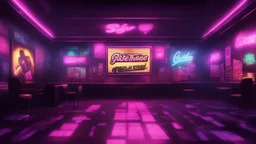 create a GTA STYLE BACKGROUND loading screen set in a night club without any people in it