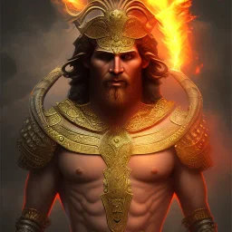 ares greek god with fire eyes portrait