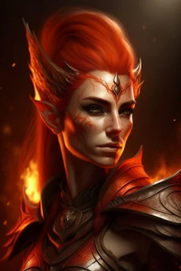 Portrait of a fantasy elf, Warrior, fiery look