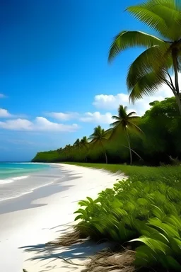 playa con vegetacion lejos clima tropical
