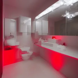 baño con luces rojas