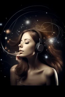 Beautiful Woman connected with space and music