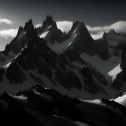 montañas con nieve aspecto sombrio y tenebroso con sombras que asemejan a un gigante de las nieves