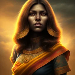 portrait, insanely detailed, heroïc fantasy setting, woman, dark-skinned, indian,