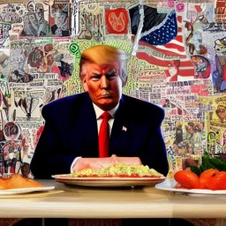 trump with fork made by outsider artist