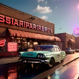 Ultra Realistic retro sci-fi afire Supermarket parking scene, 1960 year. blonde woman, sweet scarlet Johansson face, perfect iris, glow eyes, face makeup, tight latex coat; many panic people looking, Retro sci-fi style, soft color, highly detailed, unreal engine 5, ray tracing, RTX, lumen lighting, ultra detail, volumetric lighting, 3d, finely drawn, high definition, high resolution.