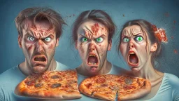 man and woman very mad about moldy pizza