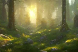 forest trees sunshine mountains