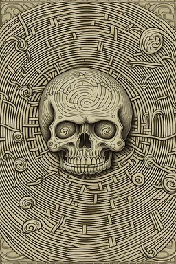 A labyrinth drawing the lines of a skull