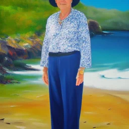 Full body portrait, painting, medium shot lady CoastalGrandmother