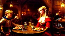 fullbody portrait 'beautiful face blonde massiveboobs medieval wench on tavern in medieval city',painting by gaston bussiere, greg rutkowski, yoji shinkawa, yoshitaka amano, tsutomu nihei, donato giancola, tim hildebrandt, oil on canvas, cinematic composition,sharp image, extreme detail,((fit full head inside picture)),32k