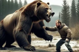 MAN FIGHTNG BEAR REAL LIFE PHOTOREASLITIC