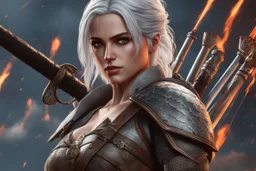 Ciri in 8k anime 3d artstyle, witcher them, close picture, rain, apocalypse, intricate details, highly detailed, high details, detailed portrait, masterpiece,ultra detailed, ultra quality