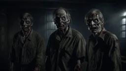 4 zombies in adark room look at the top