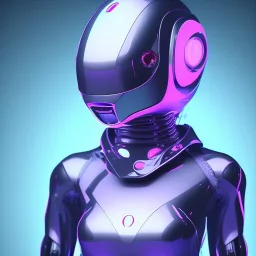 Cute girl in a robotic hijab suit,purple and pink backlight, orange lighting, profile