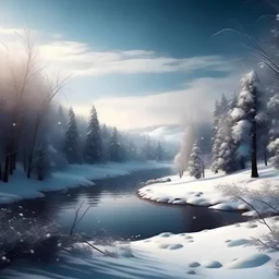 fotorealistische, weihnachtliche, winterliche Landschaft als Hintergrund für eine Weihnachtskarte