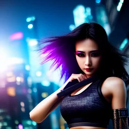 Cyberpunk Girl Wearing Leggings and a sports bra