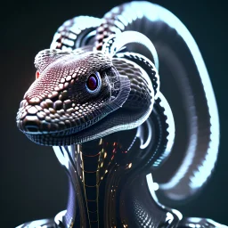 snake Galaxy robotic bloody 3d theeth body details 16k body dark horn metal silver hybrid Gold 8k Powerful portrait eyes glow render details bones horn weapons hyper chains