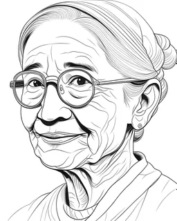 Rosa Parks, b&w line art style fashion, preppy style, simple line art, one line, line art, line drawing style, white background, picture, coloring book style on white background, well composed, clean coloring book page, No dither, no gradient, strong outline, No fill, No solids, vector illustration, –ar 9:11 –v 5