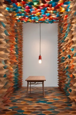 A Giant Sharpener Creates Playful Pendant Lights That Mimic Colored Pencil Shavings, intricate details, 4k