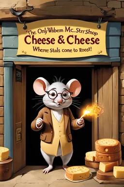 - “Mr. Whiskers McStreusel crazy old mouse with big nose doing magic inside his magic cheese shop, a wiry fellow with wild white hair and glasses so large they practically covered his whole face.” iside cheese shop “Moonbeam & Cheese”, and it had a sign hanging above the door that read: “The Only Cheese Shop Where the Stars Come to Roost!” The shop was run by a peculiar old man, Mr. Whiskers McStreusel, a wiry fellow with wild white hair and glasses so large they practically covered his whole fa