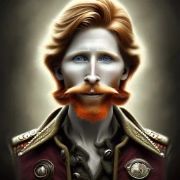 Portrait of Courtney Gains as a ruggedly handsome but joyful roguish pirate, charismatic, attractive male, masculine, perfect, precisely detailed, lightly freckled face, meticulously detailed multi-hued ginger carrot colored cherry fire red hair; Malachai of the corn; fantasy, intricate, elegant, highly detailed, digital painting, artstation, concept art, matte, sharp focus, illustration, art by artgerm and greg rutkowski and alphonse mucha