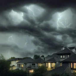 suburban homes, rooftop view, heavy dark storm encroaches, magic dome coverers homes, 8k resolution, high-quality, fine-detail, iridescent, intricate, detailed matte, volumetric lighting, illustration, brian froud, howard lyon, selina french, anna dittmann, annie stokes, lisa parker, greg rutowski