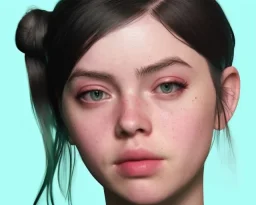 ying in the bathroom, photorealistic illustration, Billie Eilish