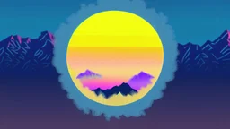 subject=(yeti), background=(mountains, alberta, forest fires, burning), time=(sunset), style=(vaporwave), effect=(smoke, plumes)